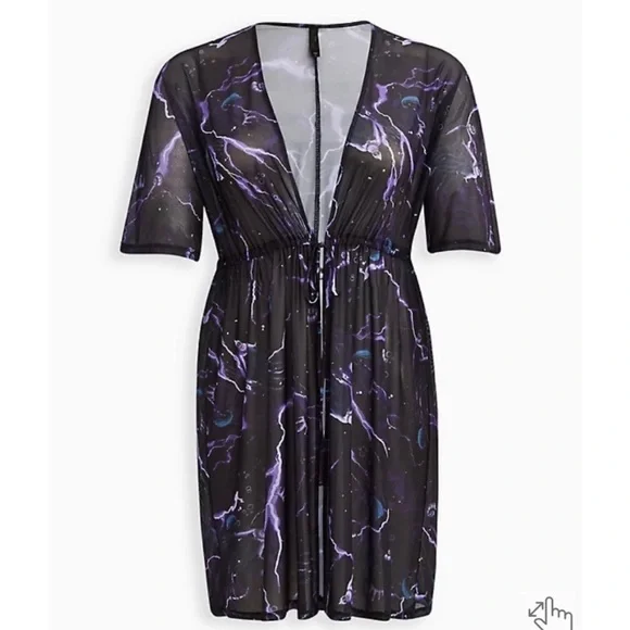 NWT TORRID Disney The Little Mermaid Ursula Swim Kimono - Black - Picture 5 of 8